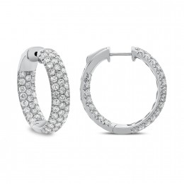 18k White Gold Diamond In And Out Hoop Earrings 