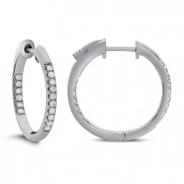 A Pair Of 18k White Gold Diamond In And Out Hoop Earrings 