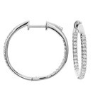 18k White Gold Diamond In And Out Hoop Earrings