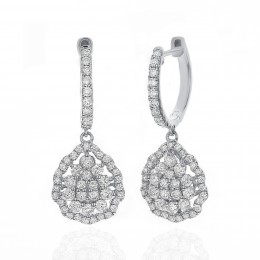 18k White Gold Diamond Hoop Earrings