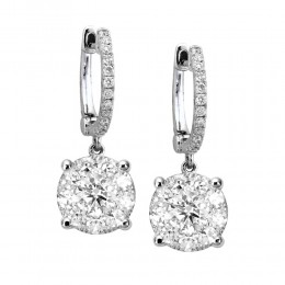 18k White Gold Diamond Illusion Earrings 