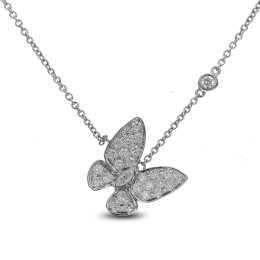 18k White Gold Diamond Butterfly Pendant 