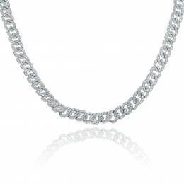 An 18k White Gold Diamond Cuban Link Necklace