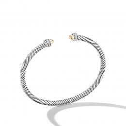 Cable Classic Bracelet with 18K Yellow Gold Domes and Diamonds