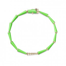 Melissa Kaye Neon Green Enamel Lola Linked Bracelet