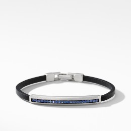 Pave Leather ID Bracelet with Sapphires