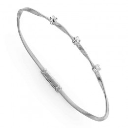 Marco Bicego Marrakech 18Kt. White Gold Single Strand Bracelet With 3 Diamonds Totaling .15Carats.