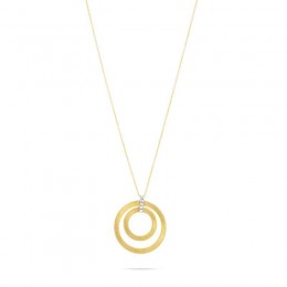 Masai Yellow Gold and Diamond Double Circle Long Necklace