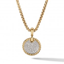 DY Elements Disc Pendant in 18K Yellow Gold with Pave Diamonds