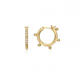 Temple St. Clair 18k Pave Granulated Hoops