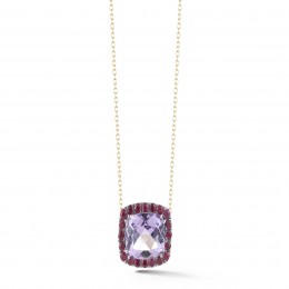 A & Furst Dynamite 18k Blackened Yellow Gold Amethyst And Rubie Pendant Necklace