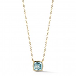 A & Furst 18k Yellow Gold Blue Topaz Pendant Necklace 