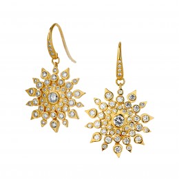 SYNA 18k Yellow Gold Cosmic Diamond Starburst Earrings 