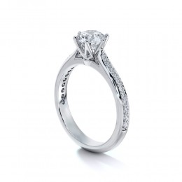 A Platinum Arched Trellis Semi-mount Diamond Ring 