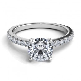 Platinum Pave Four Prong Engagement Ring