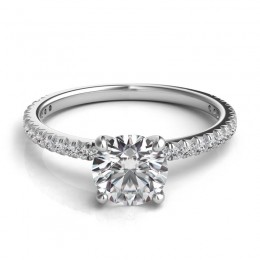 A Platinum French Pave Diamond Semi-mount Engagement Ring 