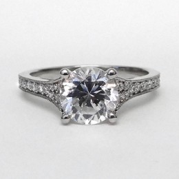 Platinum Pave Diamond Semi Mount Engagement Ring