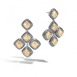 Classic Chain Hammered Chandelier Earrings in Silver and 18K Gold