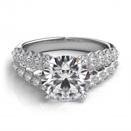 A Platinum Royal Prong Pave Engagement Ring 