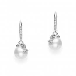 Mikimoto White South Sea Pearl and Diamond Earrings