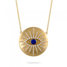 Doves 18k Yellow Gold Diamond And Lapis Necklace 