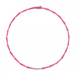 Melissa Kaye Neon Pink Enamel Lola Linked Necklace