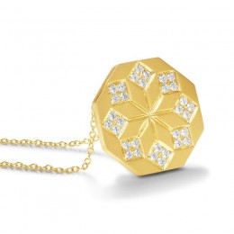 18K Yellow Gold Diamond Necklace In Satin Finish
