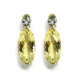 A & Furst Party - Drop Earrings With Prasiolite And Lemon Citrine, 18k Yellow Gold