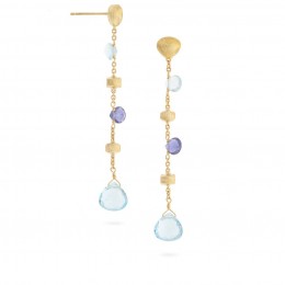 Marco Bicego 18k Yellow Gold Paradise Collection Blue Topaz And Iolite Drop Earrings