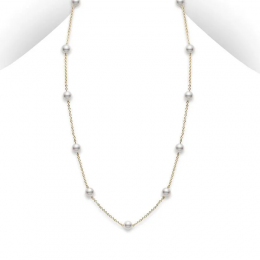 Mikimoto Akoya Pearl Necklace In 18k Yellow Gold 