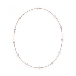 Mikimoto Akoya Cultured Pearl Station Necklace In 18k Rose Gold