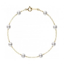 Mikimoto Pearl Chain Bracelet In 18k Yellow Gold 