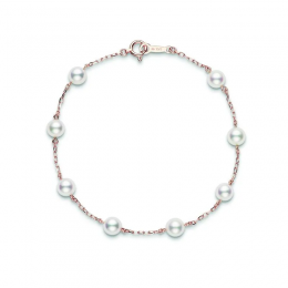 Mikimoto Akoya Cultured Pearl Station Bracelet In Pink Gold