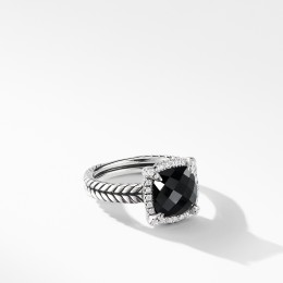Chatelaine® Pave Bezel Ring with Black Onyx and Diamonds mm