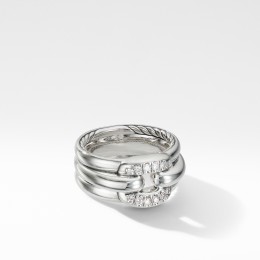 Thoroughbred® Cushion Link Ring with Pave Diamonds