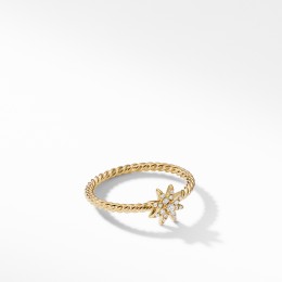 Petite Starburst Station Ring in 18K Yellow Gold with Diamonds
