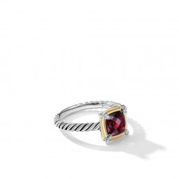 Petite Chatelaine® Ring with Garnet, 18K Yellow Gold Bezel and Pave Diamonds