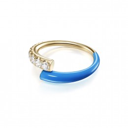 Melissa Kaye Neon Blue Enamel Lola Ring