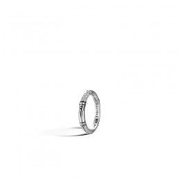 Bamboo Silver Diamond Pave Slim Ring (0.06ct), Size 7