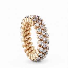 18k Rose Gold Multi-size 3 Row Diamond Ring