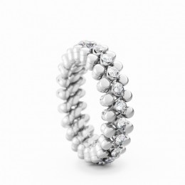 18k White Gold Multi-size 3 Row Diamond Ring