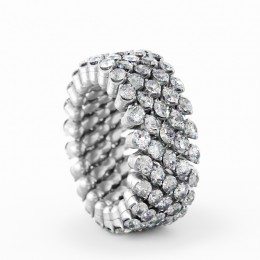 18k White Gold Multi-size 5 Row Diamond Ring