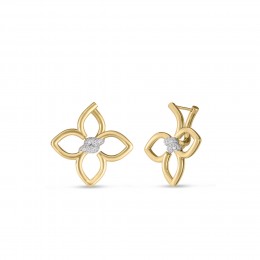 18k Gold Cialoma Small Diamond Flower Earrings