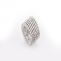 Multifunctional 18k White Gold 7 Row Diamond Ring And Bracelet 