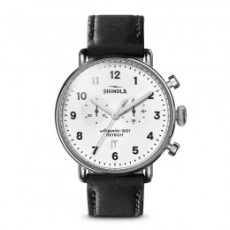 Canfield Chrono 43mm, Black Leather Strap Watch