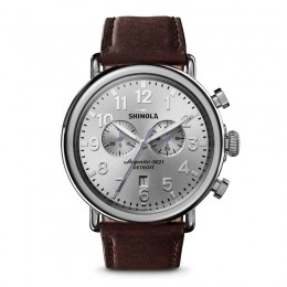 Runwell Chrono 47mm, Cattail Brown Leather Strap Watch