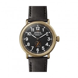 Runwell 47mm, Quartz Black Leather Strap Watch