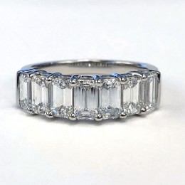 Platinum Seven Stone Emerald-cut Diamond Ring
