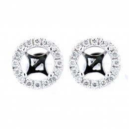 18k White Gold Diamond Halo Earring Mountings