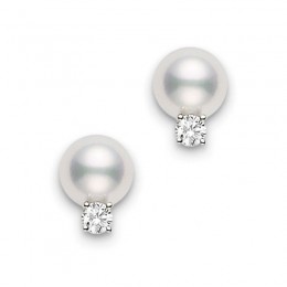 Mikimoto Pearl Earrings In 18k White Gold